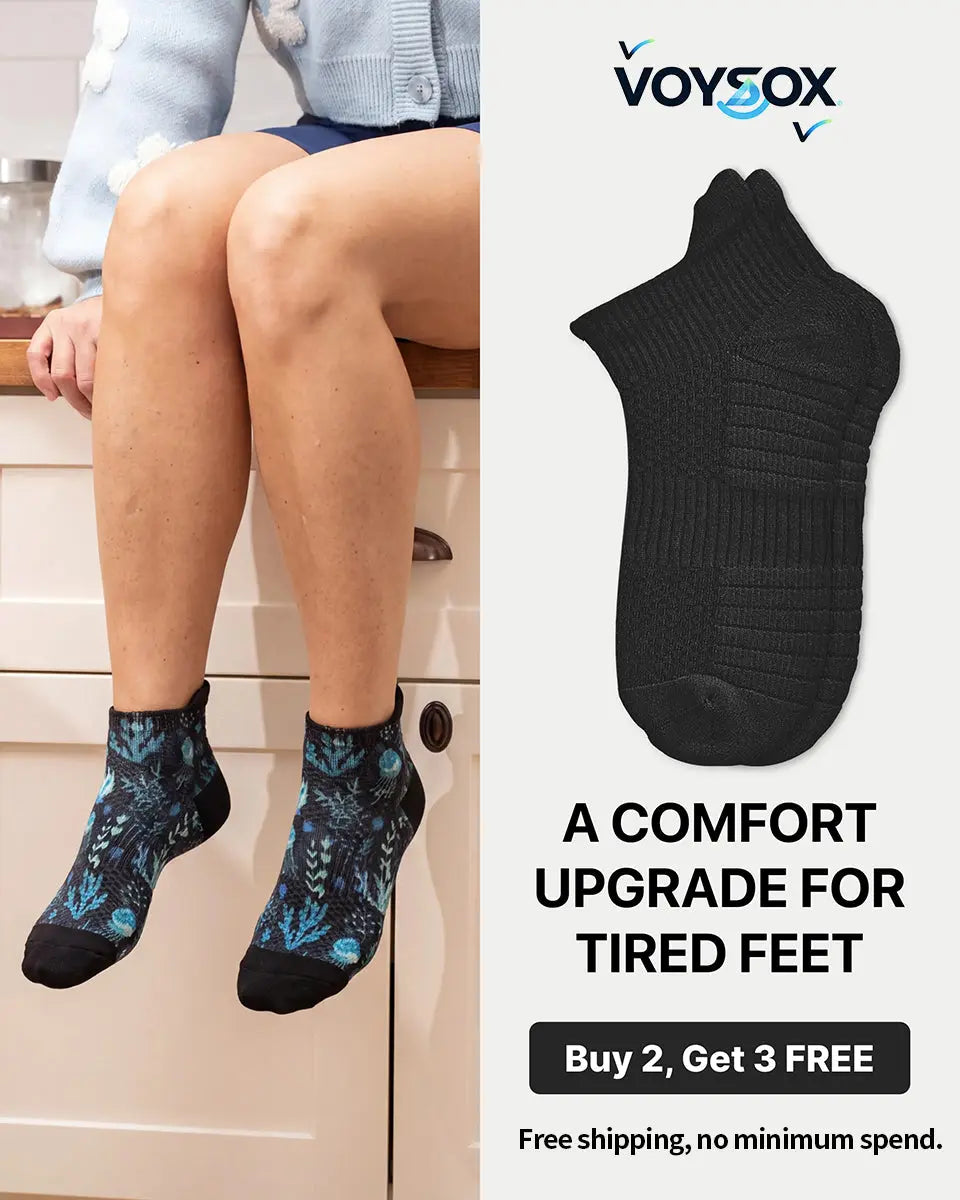 Voysox EasyStretch compression socks for working from home, soft bamboo‑blend wide‑calf support socks