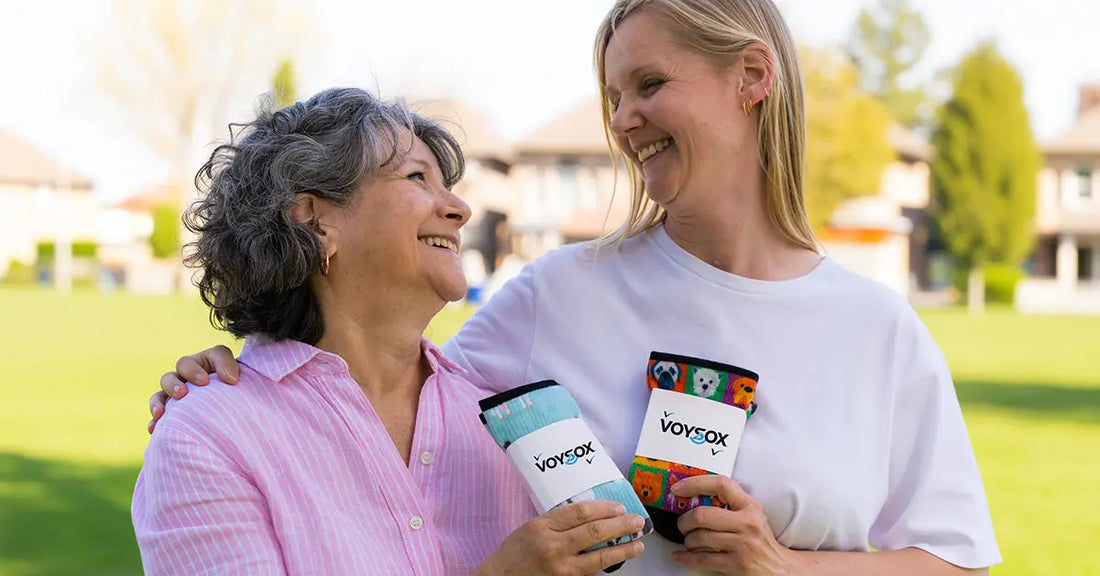 Unisex Voysox compression socks collection for swelling relief and all-day wear.