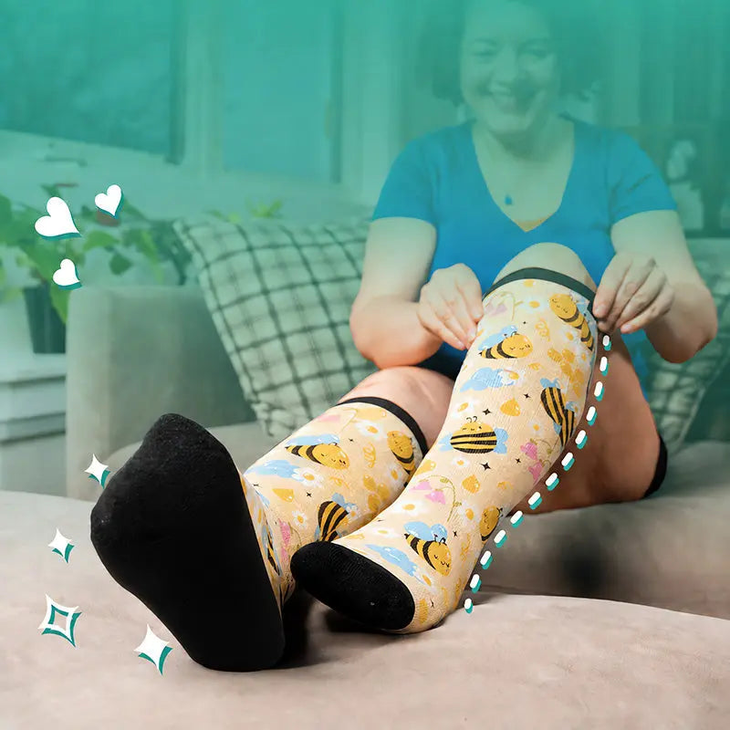 Voysox graduated compression socks wide calf non-binding support socks for tired legs