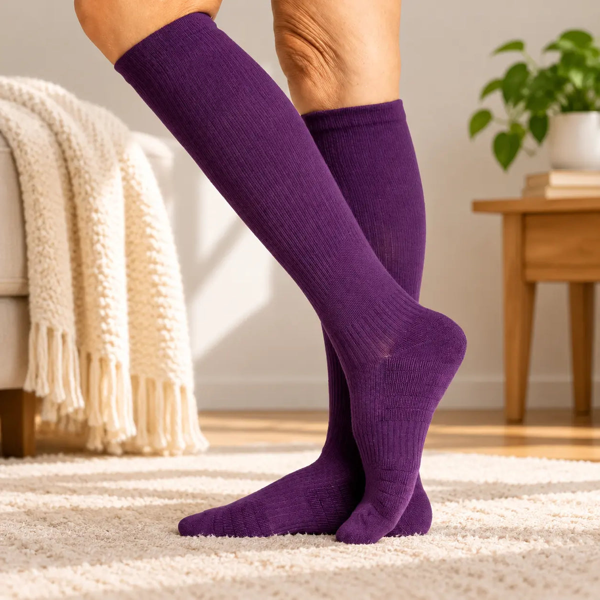 Royal Purple Compression Stockings for Elderly | Gentle 12-15 mmHg