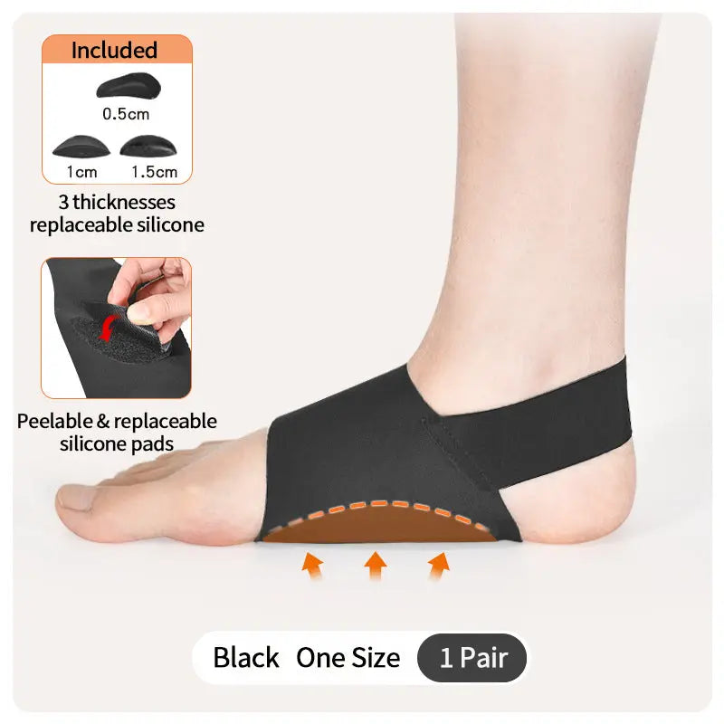 Adjustable Silicone Arch Support Pads for Flat Feet & Fallen Arches, Foot Support Inserts