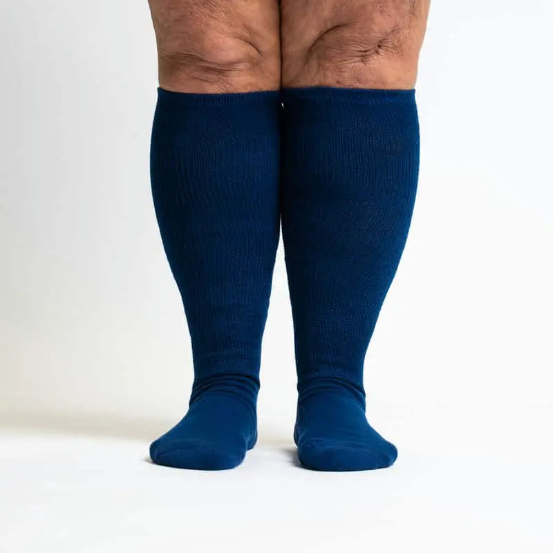 Mustard Floral EasyStretch socks - non-binding wide cuff detail