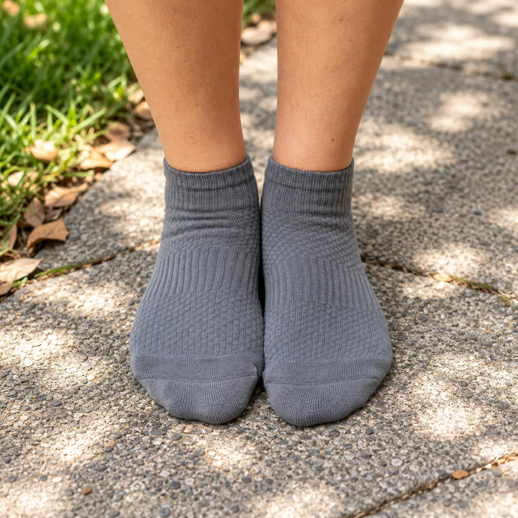 Gray Ankle Compression Socks for Men & Women | 14 mmHg