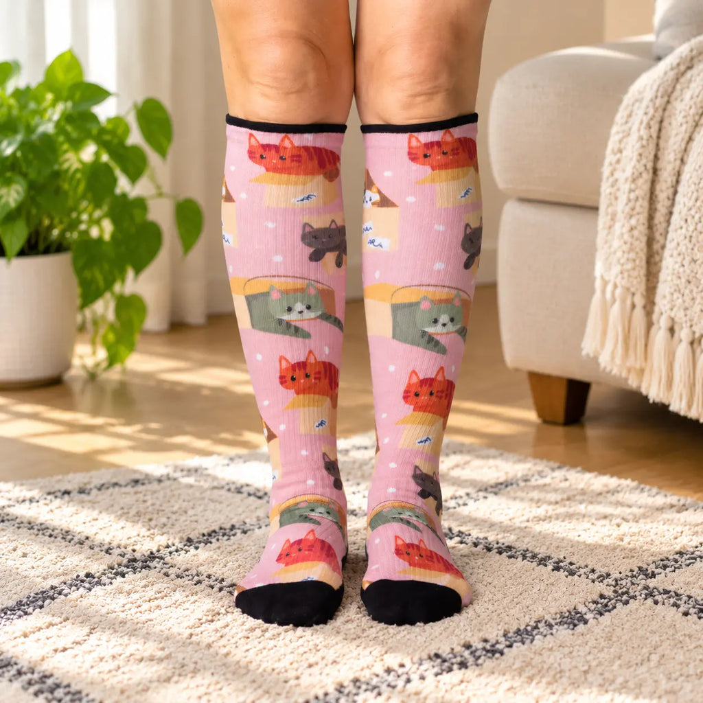 Cats in Boxes Compression Stockings for Swelling | Knee High