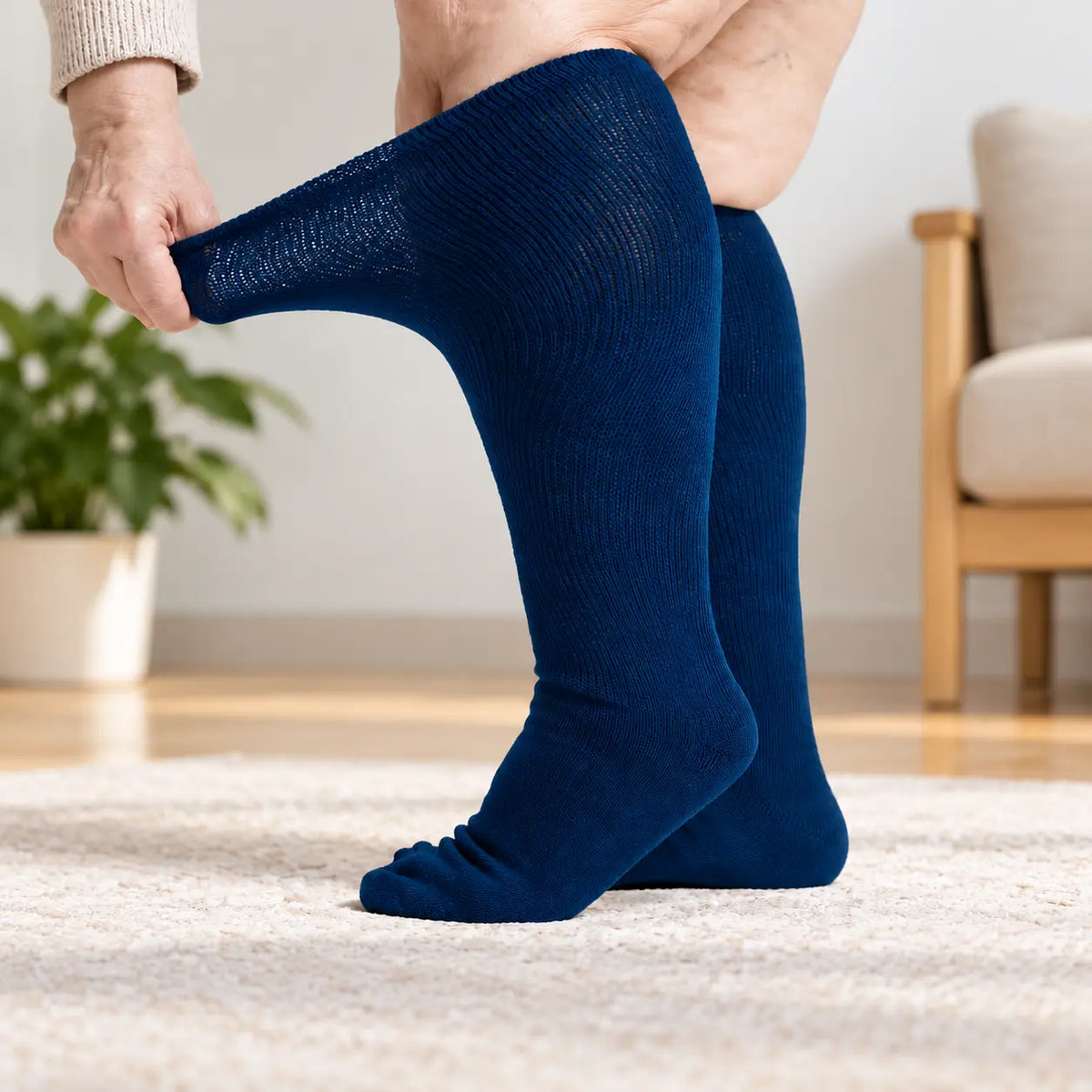 Mustard Floral NoMark™ Socks - Wide Calf Fit