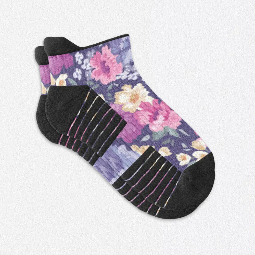 Floral Ankle Compression Socks for Sensitive Skin | 14 mmHg
