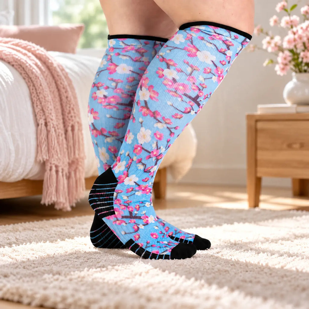 Cherry Blossoms Compression Stockings for Tired Legs