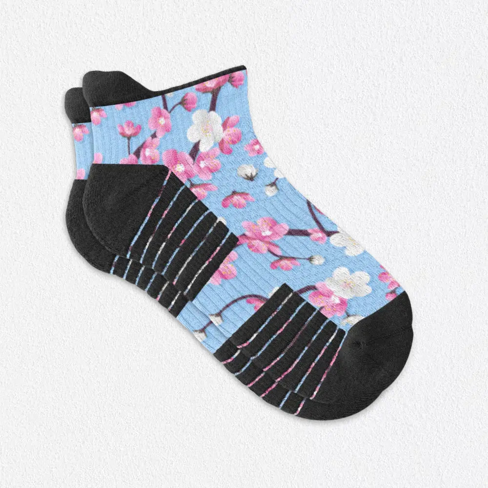 Cherry Blossoms Ankle Compression Socks for Nurses | 14 mmHg