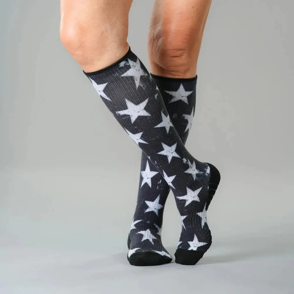 Retro Stars compression stockings - seamless toe detail