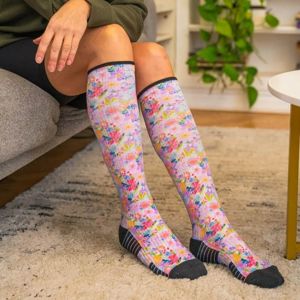 Bouquet breathable compression stockings - moisture wicking fabric