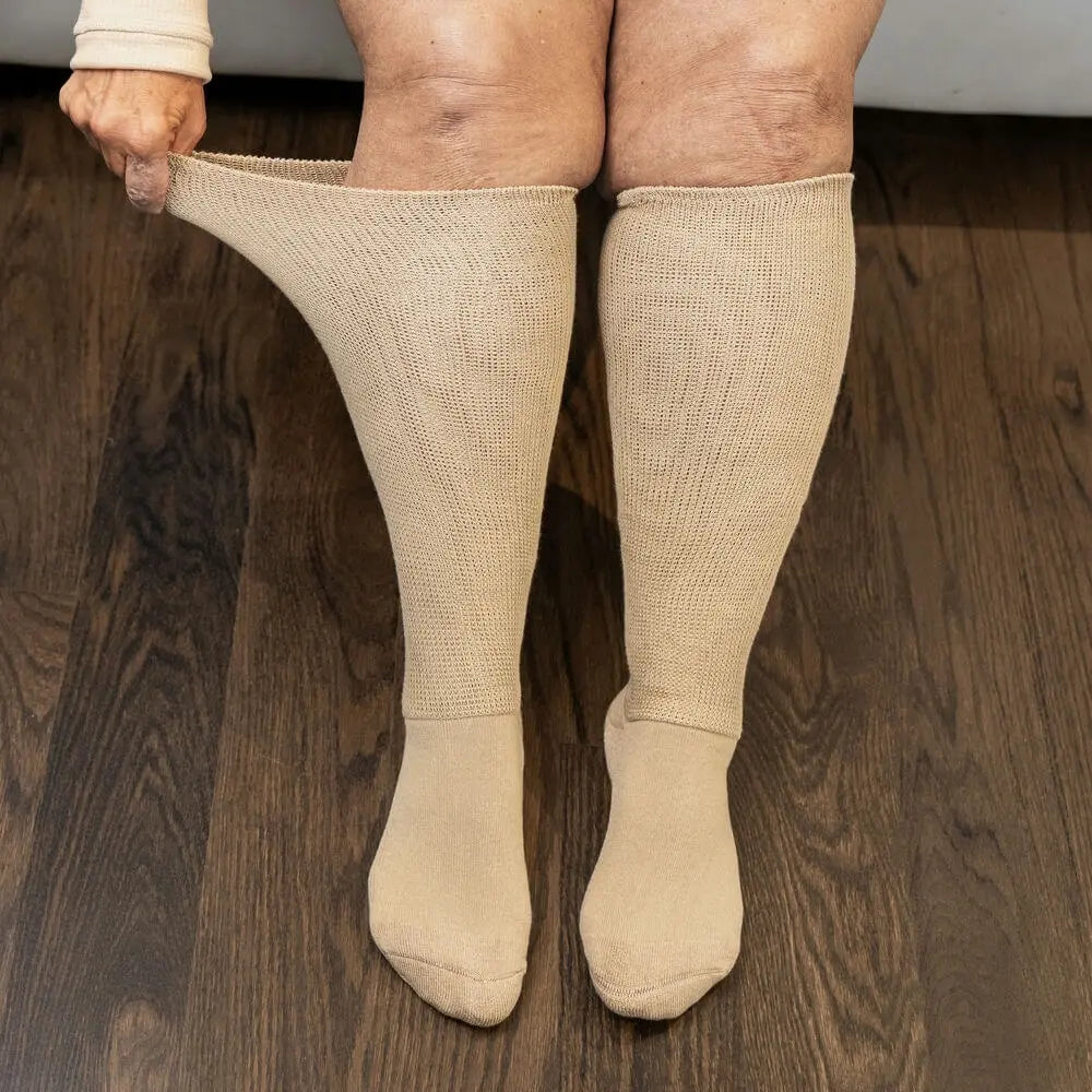 Tan EasyStretch socks - triple padded sole