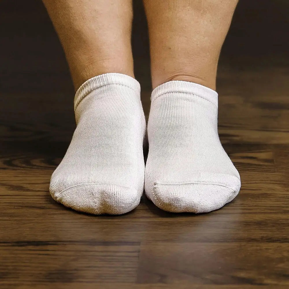 White ankle socks - colorful fun pattern close-up