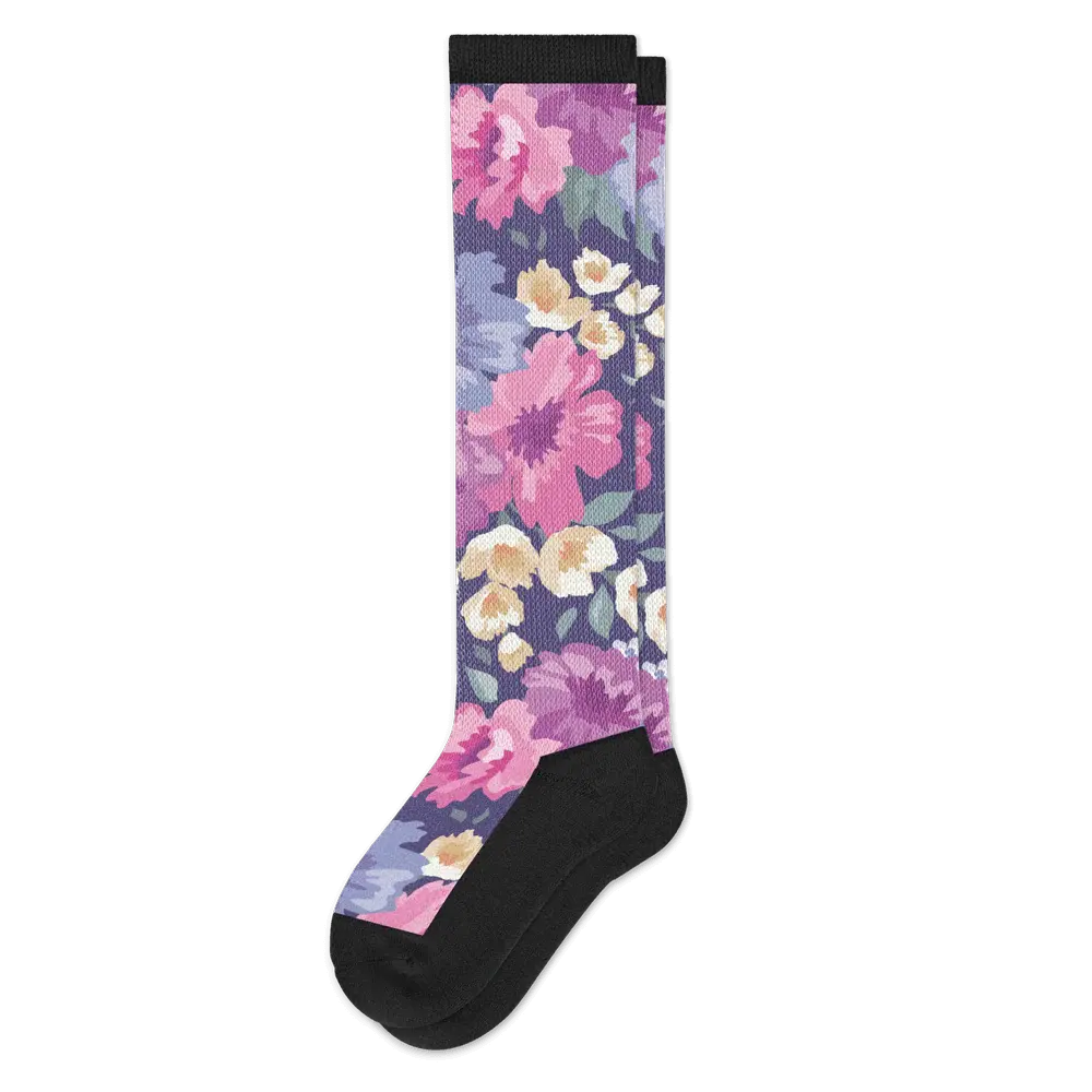 Floral EasyStretch non-binding socks - wide calf comfort