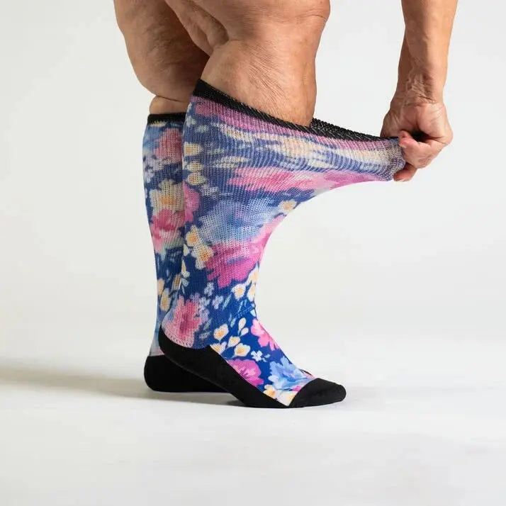 Floral EasyStretch socks - triple padded sole