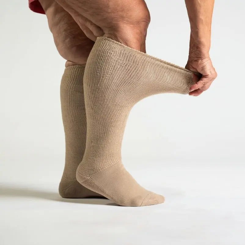 Tan EasyStretch socks - seamless toe detail