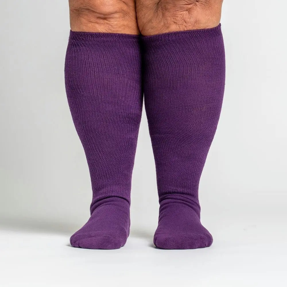 Royal Purple EasyStretch socks - non-binding wide cuff detail