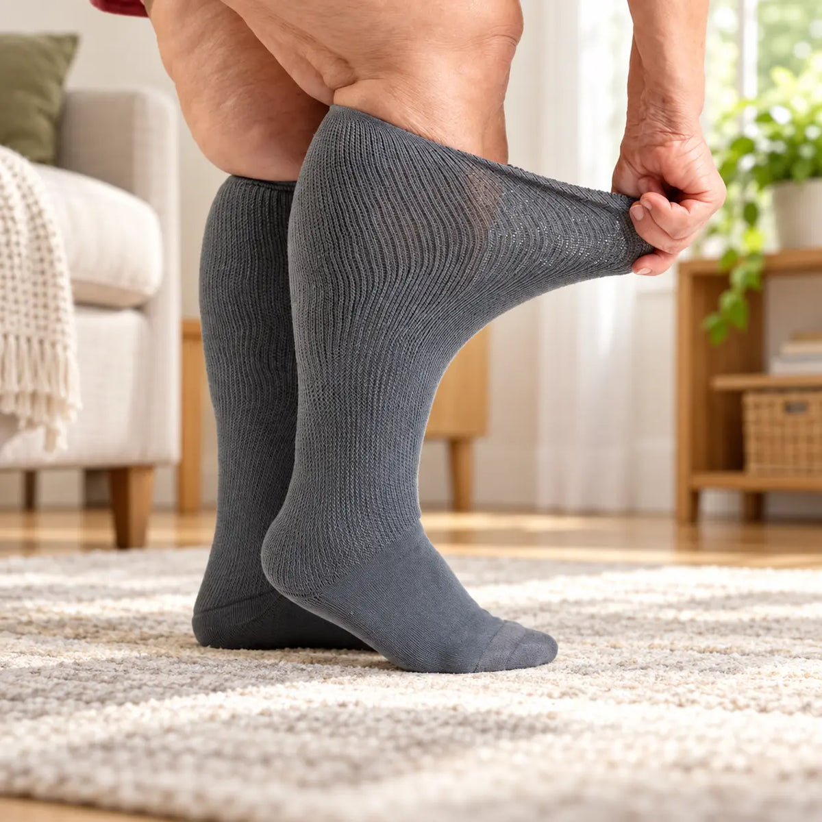 Gray NoMark™ Socks - Non-Binding Wide Fit