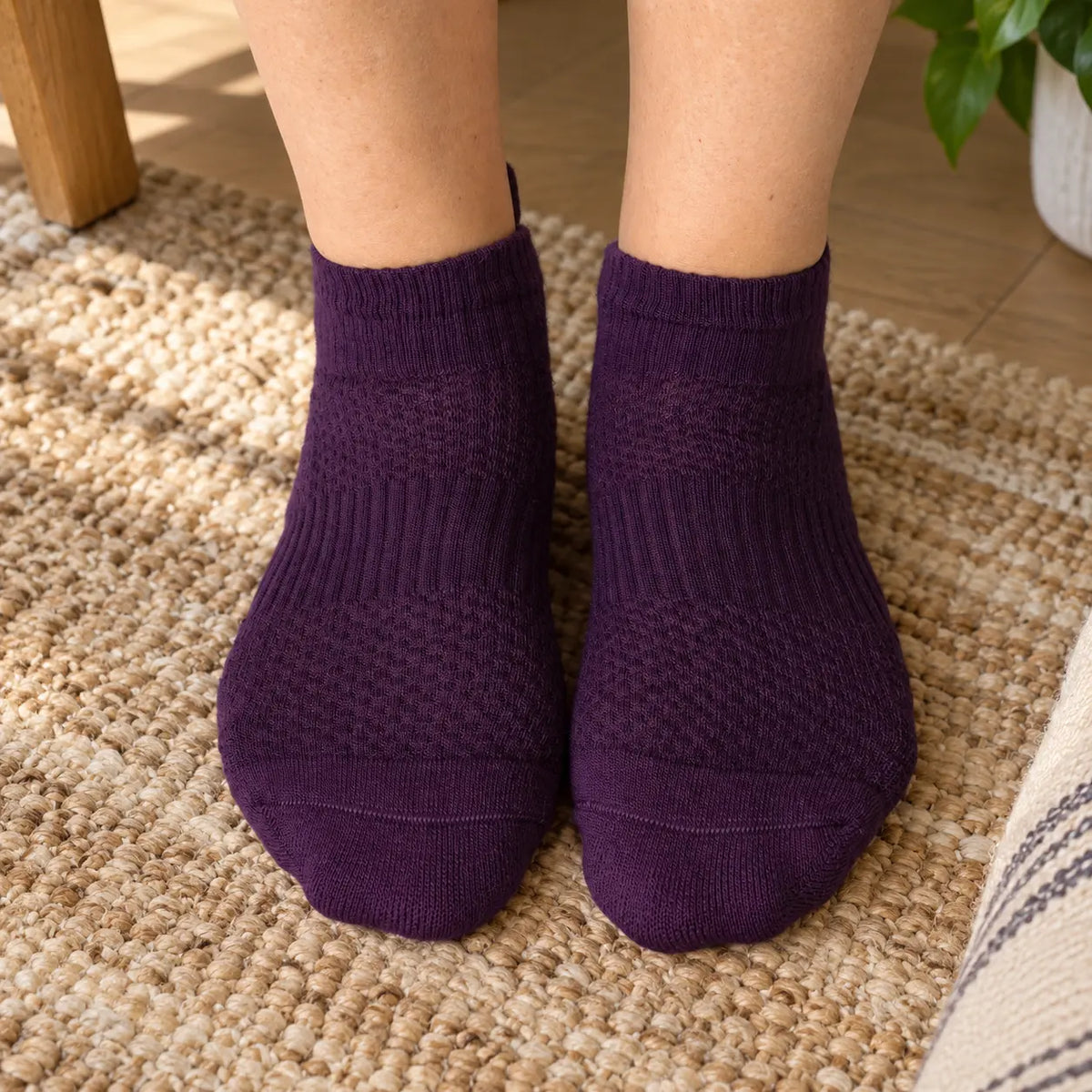 Royal Purple Ankle Compression Socks for Elderly | 14 mmHg