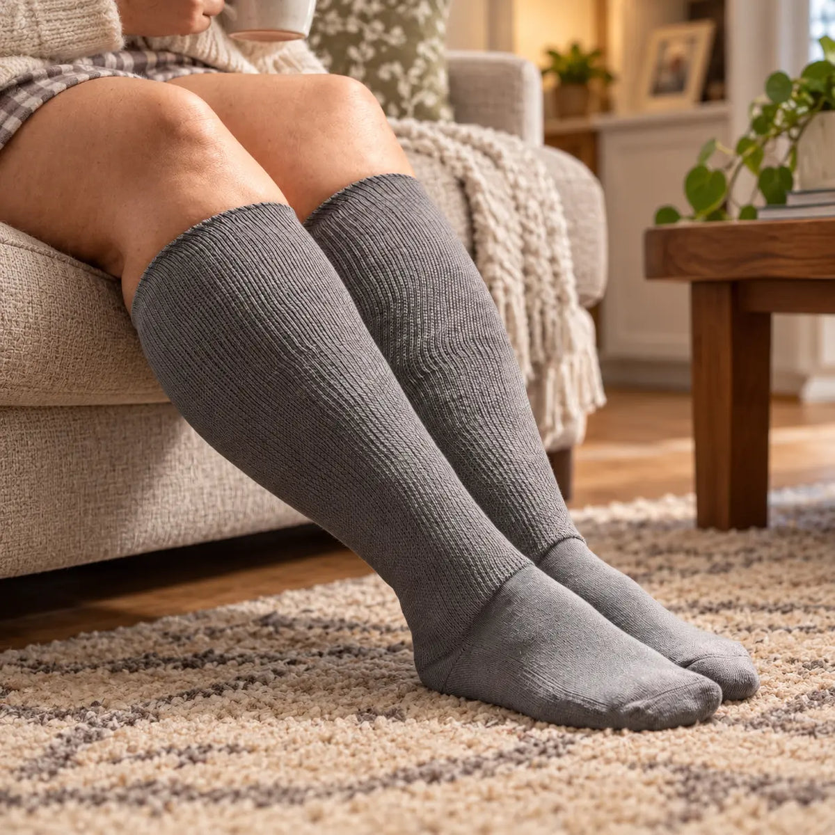 Gray NoMark™ Socks - Non-Binding Wide Fit