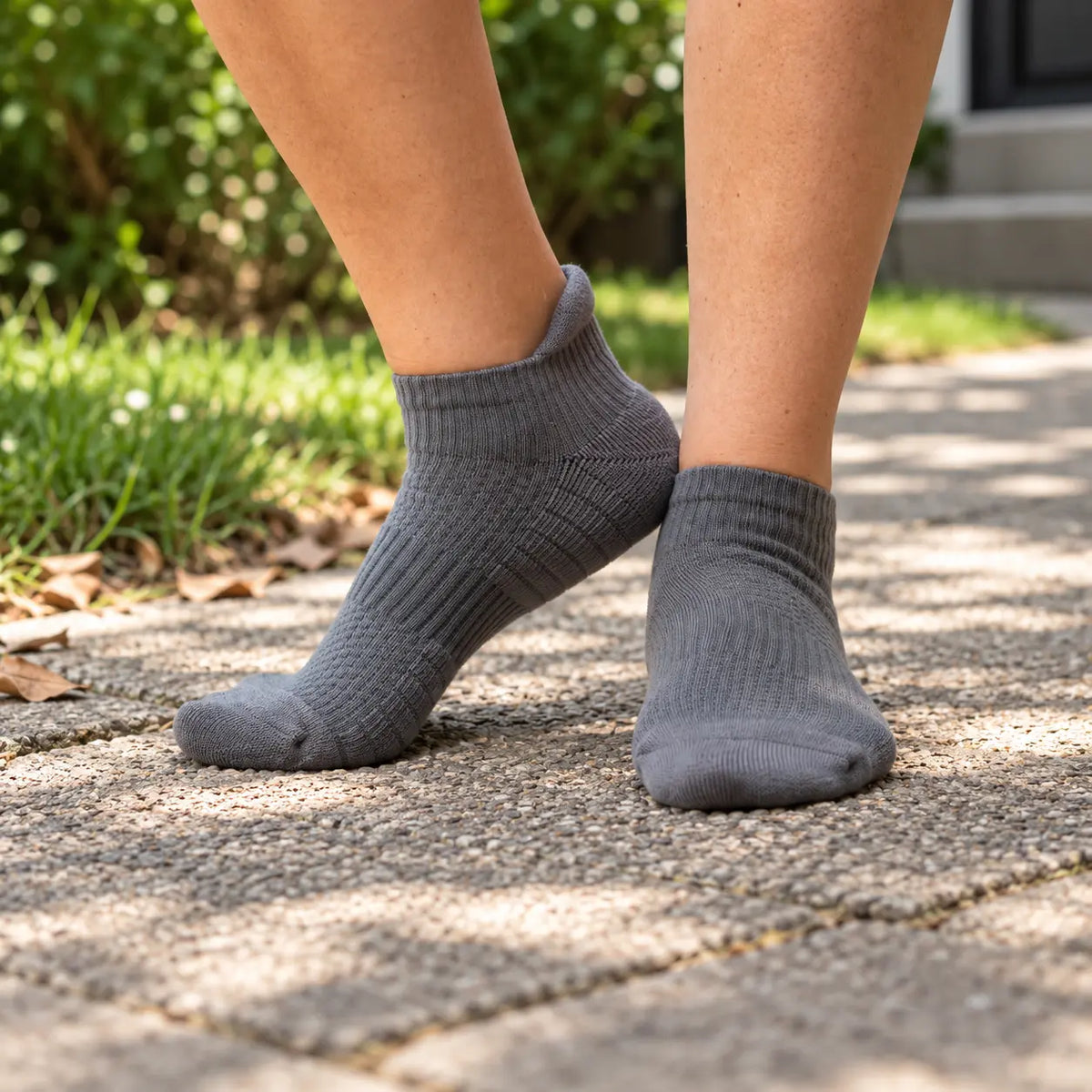 Gray Ankle Compression Socks for Men & Women | 14 mmHg